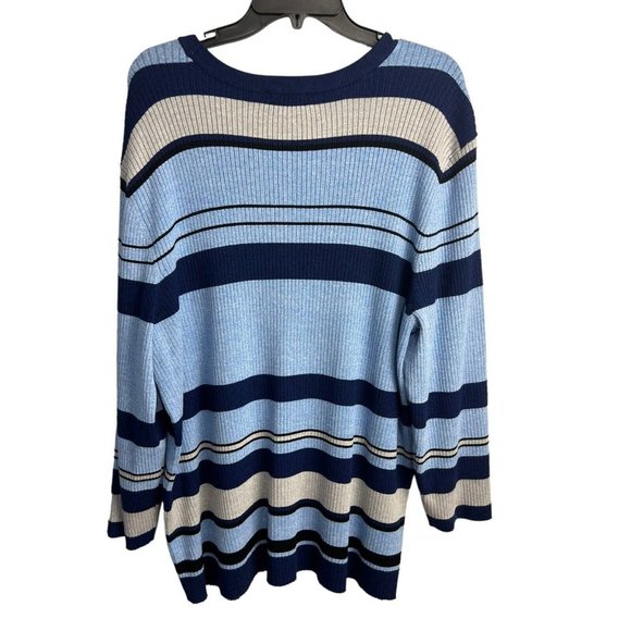 Investments Blue Striped Ribbed Sweater NWT Size 3X - Picture 2 of 6